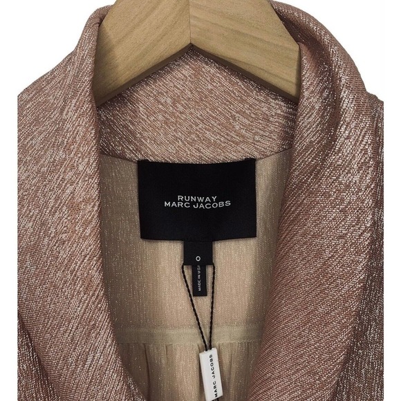 Runway Marc Jacobs Tie Front Silk Metallic Dress Womens Size 0 NWT $1200 - Picture 8 of 16